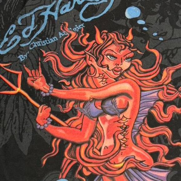 red mermaid long sleeve ed hardy top - Picture 2 of 5